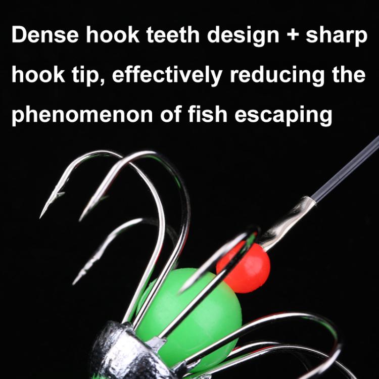 56cm Total Length Night Fishing Fluorescent 8-Claw Fishing Hook Squid String Hook Set, Spec: Bagged