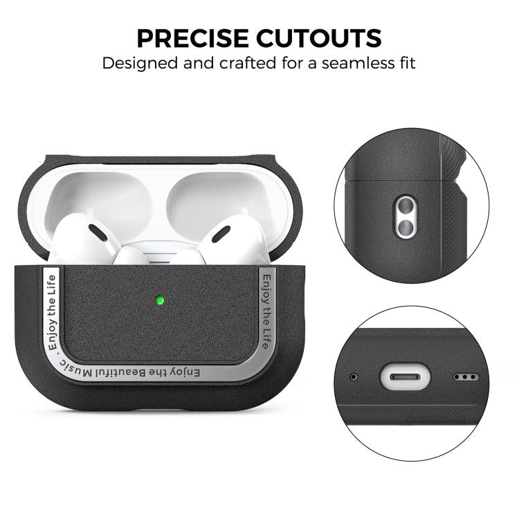 For AirPods Pro 2 AhaStyle JY09 Dual Lanyard Case TPU+Aluminum Personalized Case