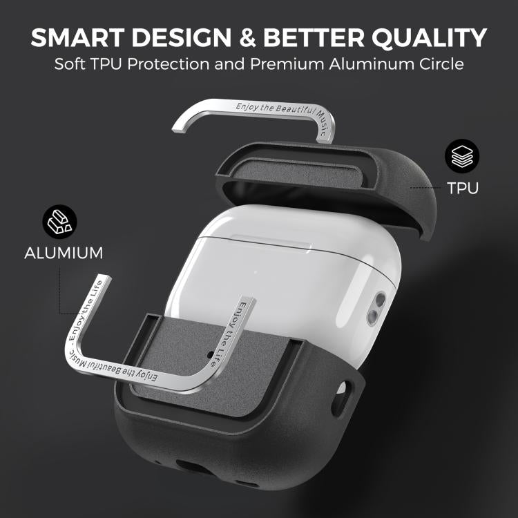For AirPods Pro 2 AhaStyle JY09 Dual Lanyard Case TPU+Aluminum Personalized Case