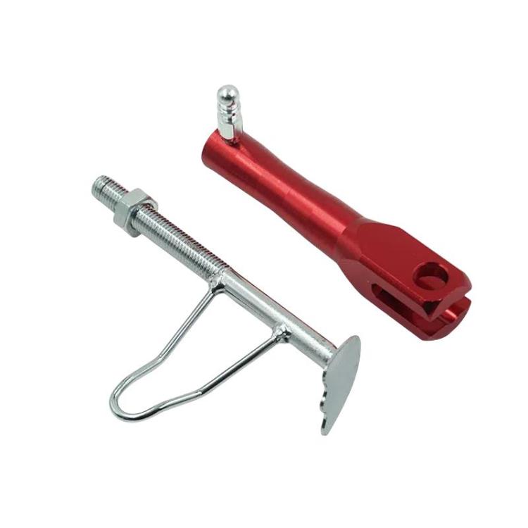 Motorcycle E-Bike Foot Support Retrofit Accessory Retractable Side Stand - Red