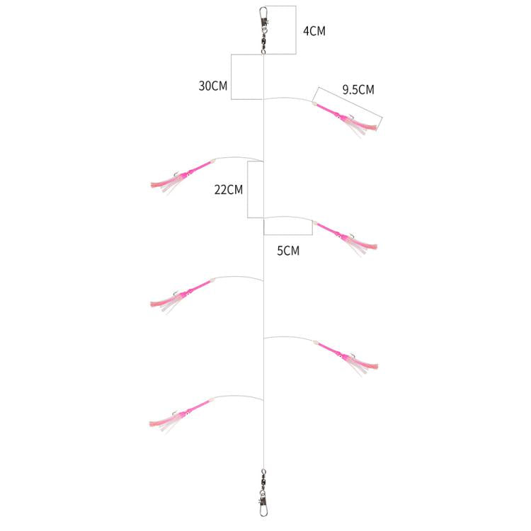 Luminous Bionic Hairtail String Hook Anti-bite Spanish Mackerel Fishing Set - 6-copies 4/0