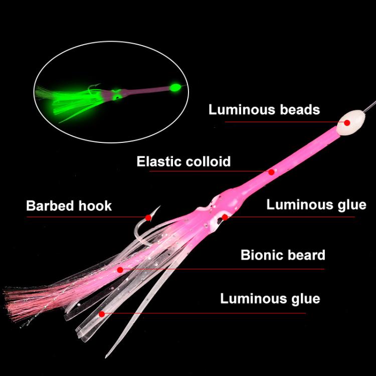 Luminous Bionic Hairtail String Hook Anti-bite Spanish Mackerel Fishing Set - 6-copies 4/0