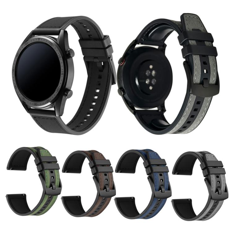 For Samsung Galaxy Watch / Huawei GT3 22mm Universal Quick Release Leather Silicone Strap