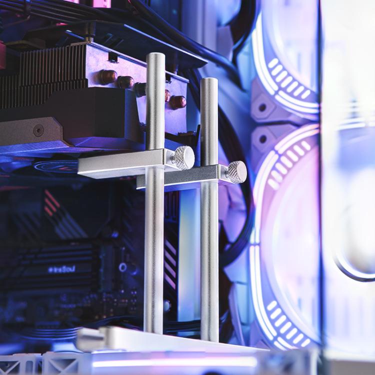 FinalCool Aluminum Alloy Adjustable Graphics Card Bracket Chassis Fan Position Graphics Holder Support 12cm Silver