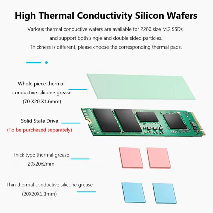 For PS5 Slim / Pro FinalCool M.2 2280 NVME SSD Radiator Integrated Aluminum Alloy Heatsink - Silver