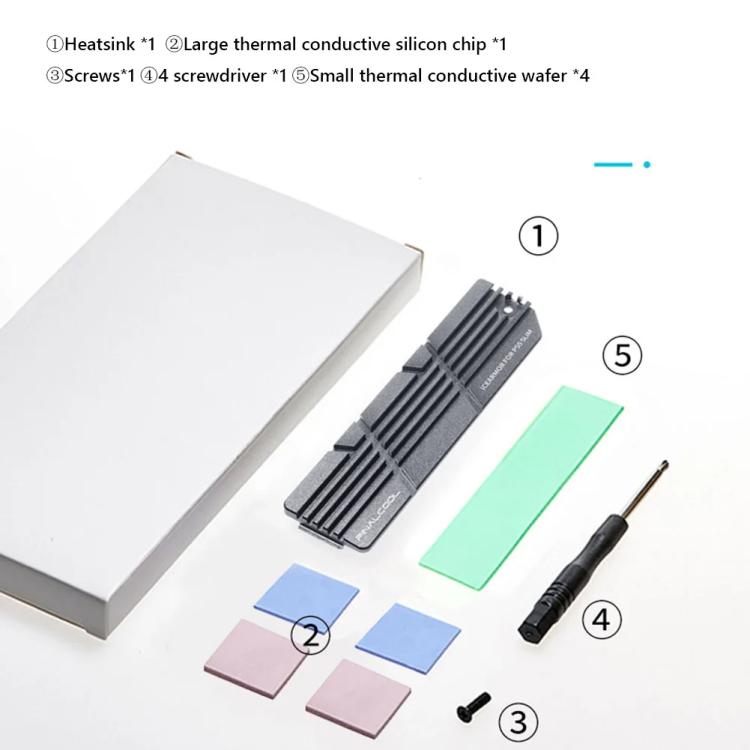 For PS5 Slim / Pro FinalCool M.2 2280 NVME SSD Radiator Integrated Aluminum Alloy Heatsink - Silver
