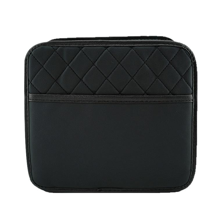 Multifunctional Car Seat Back Storage Bag Car Leather Trash Can Decoration Products - Black