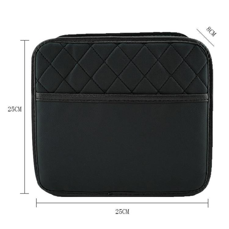 Multifunctional Car Seat Back Storage Bag Car Leather Trash Can Decoration Products - Black