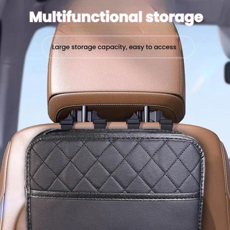 Multifunctional Car Seat Back Storage Bag Car Leather Trash Can Decoration Products - Black