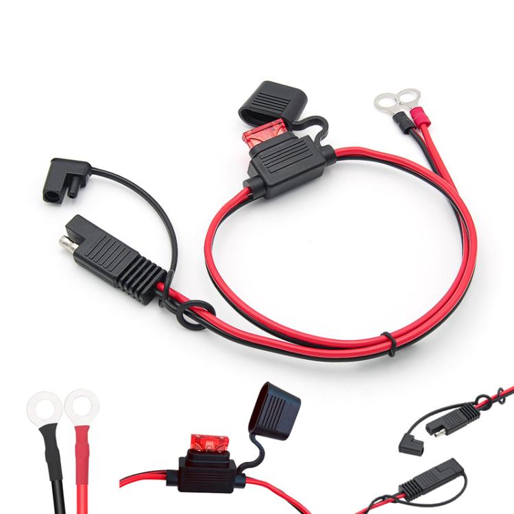 60cm O-Terminal to SAE Power Cable With Fuse Battery Charger Extension Adapter Wire