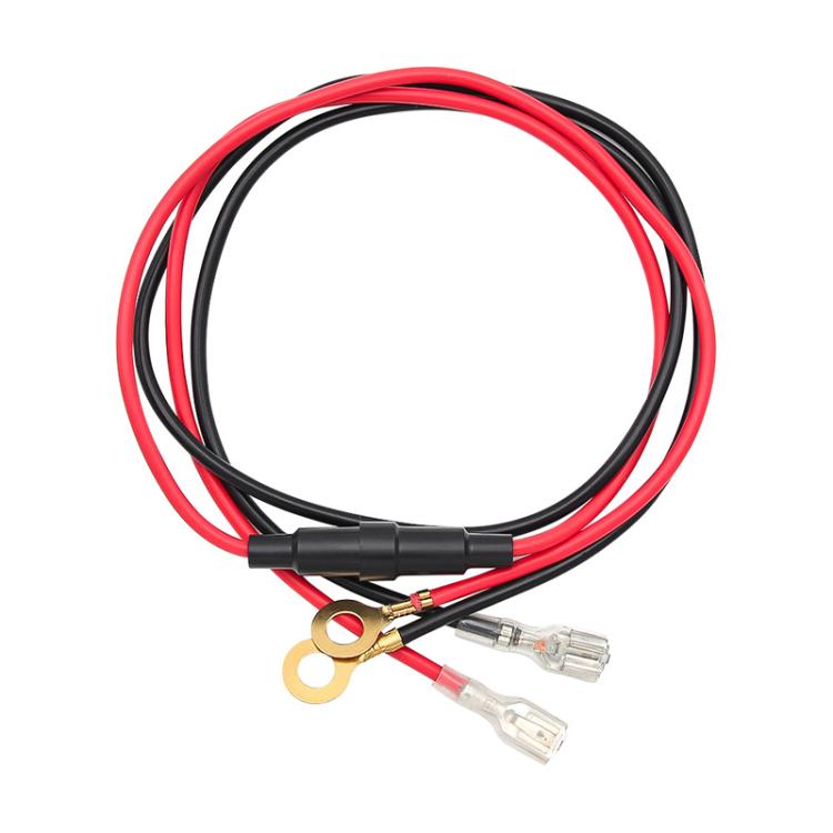 10A 60cm Plug-In Spring O-Type Terminal Power Cable Car Charger Modification Wiring Harness - Red+Black