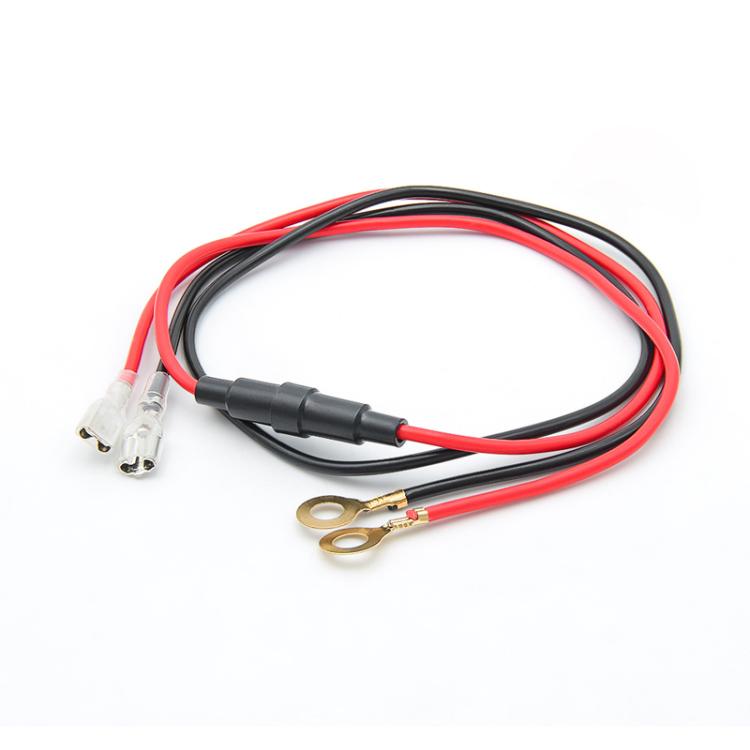 10A 60cm Plug-In Spring O-Type Terminal Power Cable Car Charger Modification Wiring Harness - Red+Black