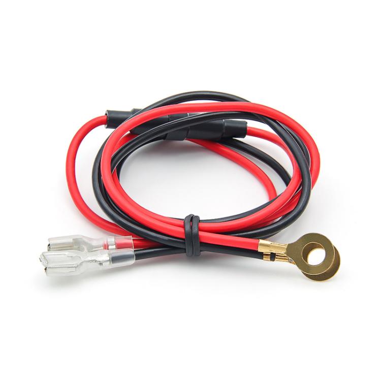10A 60cm Plug-In Spring O-Type Terminal Power Cable Car Charger Modification Wiring Harness - Red+Black
