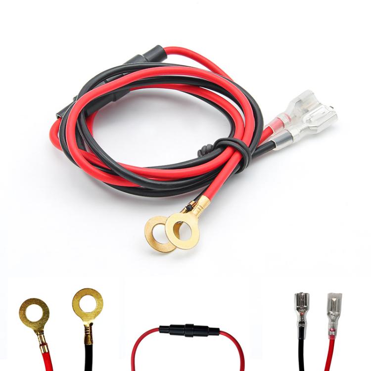 10A 60cm Plug-In Spring O-Type Terminal Power Cable Car Charger Modification Wiring Harness - Red+Black
