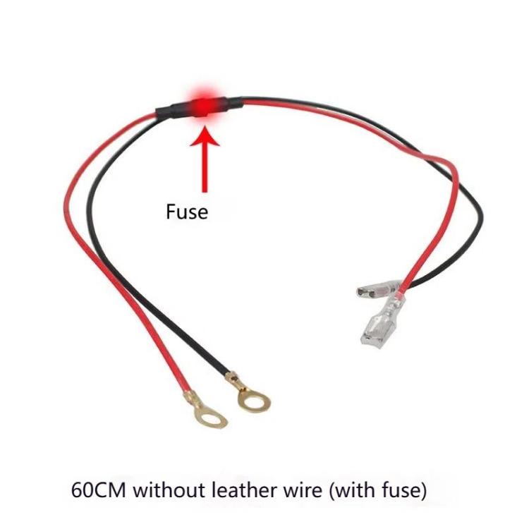 10A 60cm Plug-In Spring O-Type Terminal Power Cable Car Charger Modification Wiring Harness - Red+Black