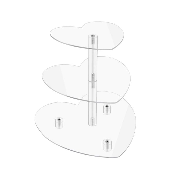 Acrylic Three-Tier Heart-Shaped Wedding Birthday Cupcake Stand - YX153