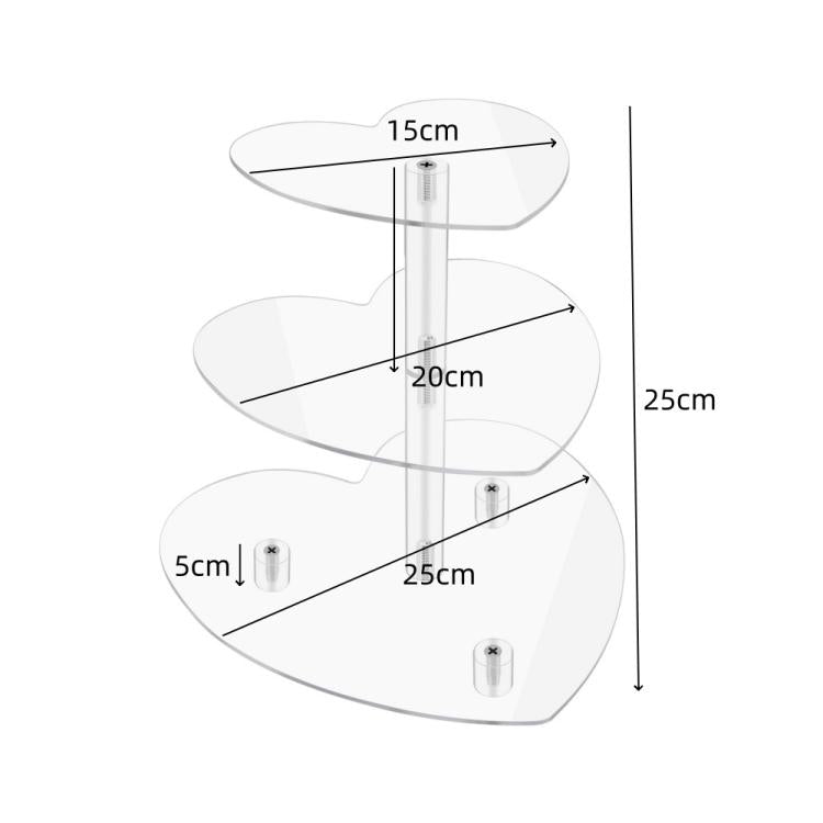 Acrylic Three-Tier Heart-Shaped Wedding Birthday Cupcake Stand - YX153