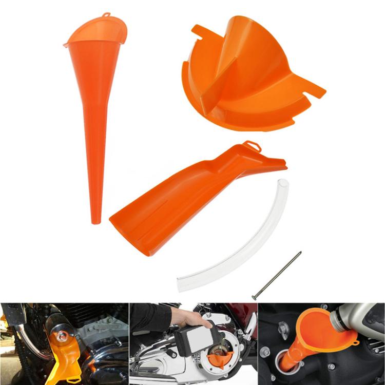 3pcs / Set For Harley Motorcycle Multifunctional Waste Oil Diverter Plastic Funnel - Orange
