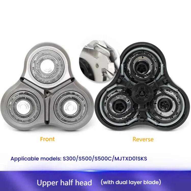 For Xiaomi Mijia S300 / S500 / S500C / MJTXD01SKS Electric Shaver Blade Head Replace Accessories, Style: Upper Half Head  -  With Dual Layer Blade
