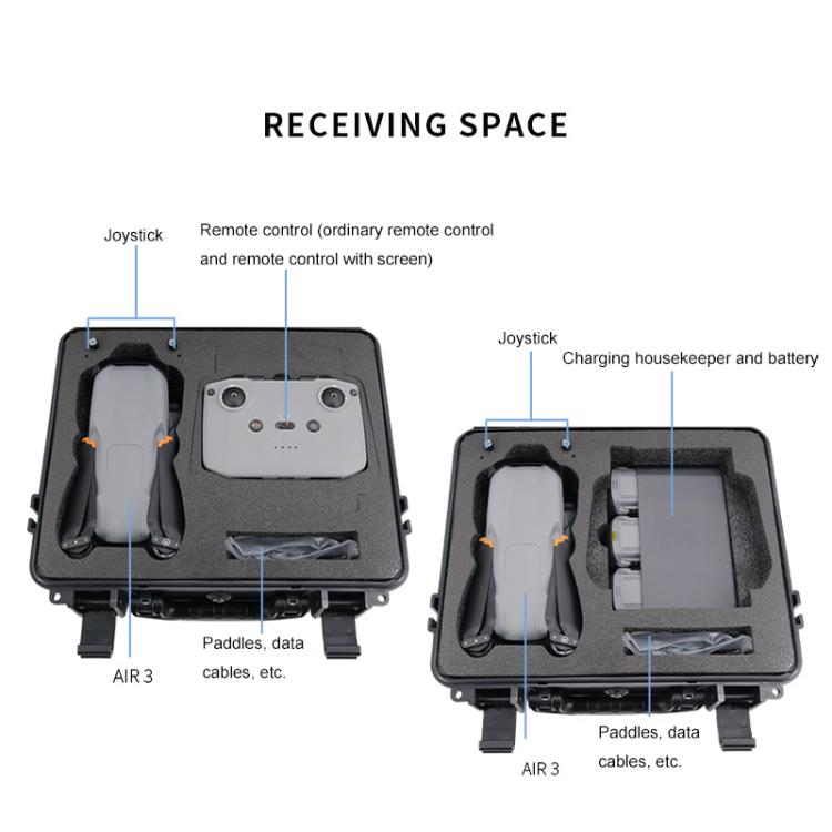For DJI Air 3 Portable Waterproof and Shockproof Drone Storage Box Safety Explosion-proof Box - Black