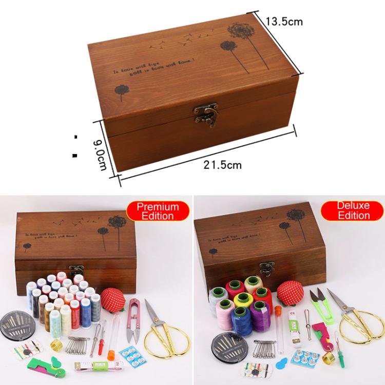 Household Solid Wooden Needle And Thread Box Set Vintage Large Cross Stitch Tool Organizer, Style: Premium Edition