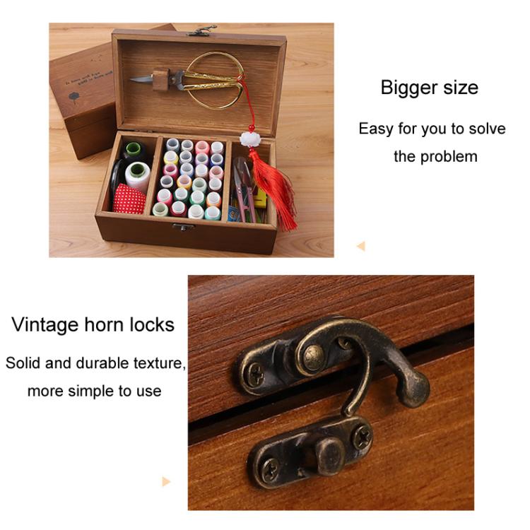 Household Solid Wooden Needle And Thread Box Set Vintage Large Cross Stitch Tool Organizer, Style: Deluxe Edition