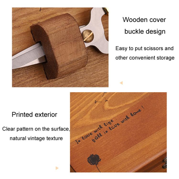 Household Solid Wooden Needle And Thread Box Set Vintage Large Cross Stitch Tool Organizer, Style: Premium Edition