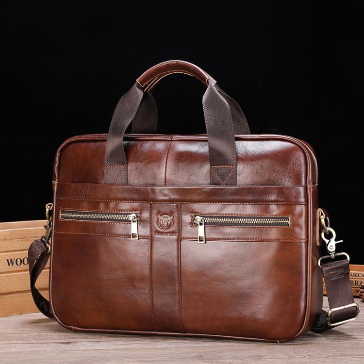 BULL CAPTAIN 054 Large Capacity Retro Business Top Layer Cowhide Hand-held Briefcase