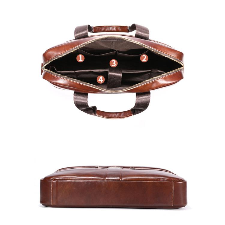 BULL CAPTAIN 054 Large Capacity Retro Business Top Layer Cowhide Hand-held Briefcase