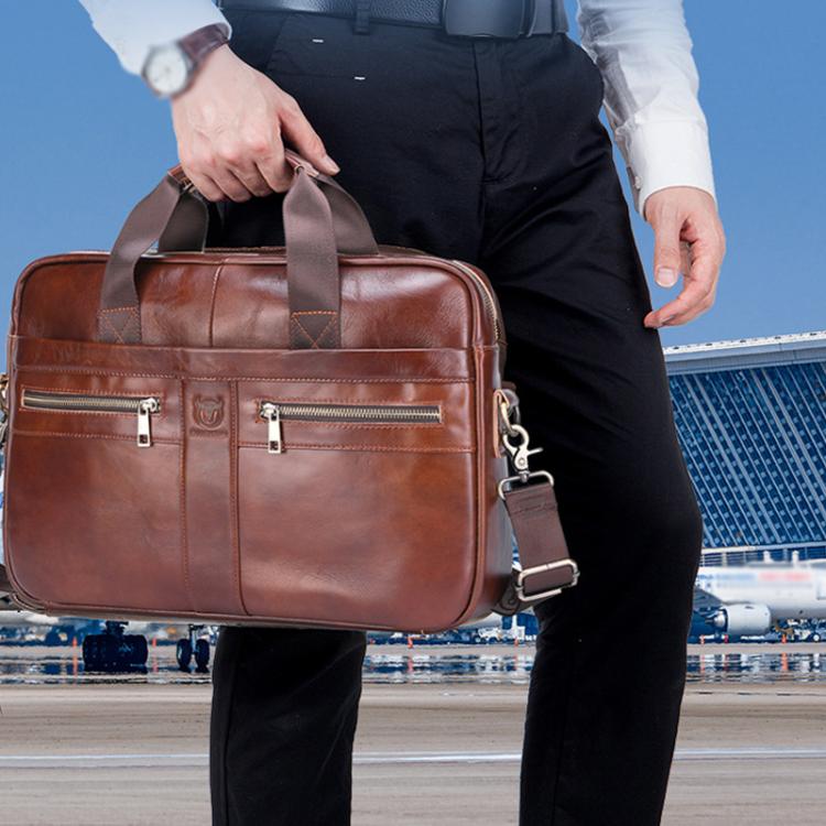 BULL CAPTAIN 054 Large Capacity Retro Business Top Layer Cowhide Hand-held Briefcase