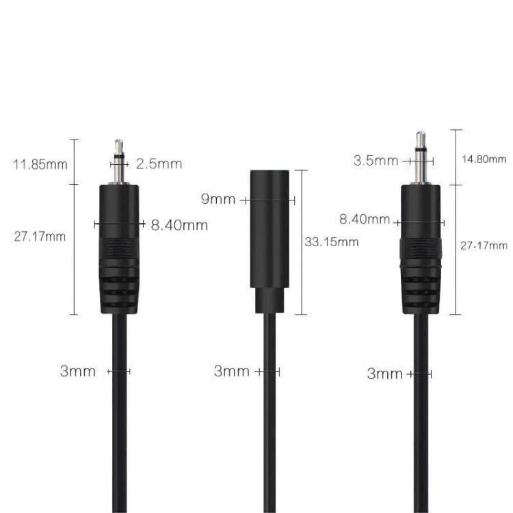 2.5mm Male Mono Cable 2Pin AUX Single Head Cable Speaker Audio Power Cord Audio Cord, Length: 25cm