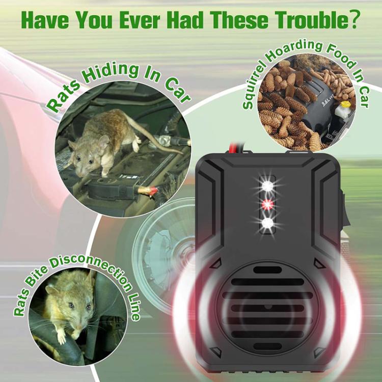 Ultrasonic Car Mouse Repeller Vehicle Rat Repeller - Black