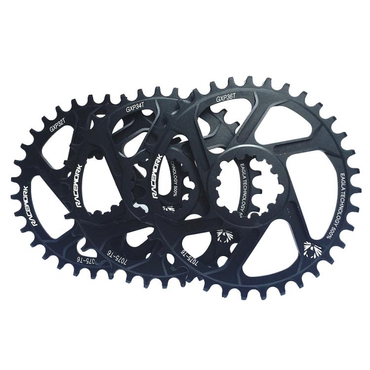 RACEWORK 7075-T6 For SRAM Mountain Bike Single Plate Round Bicycle Sprocket, Spec: 3mm 38T