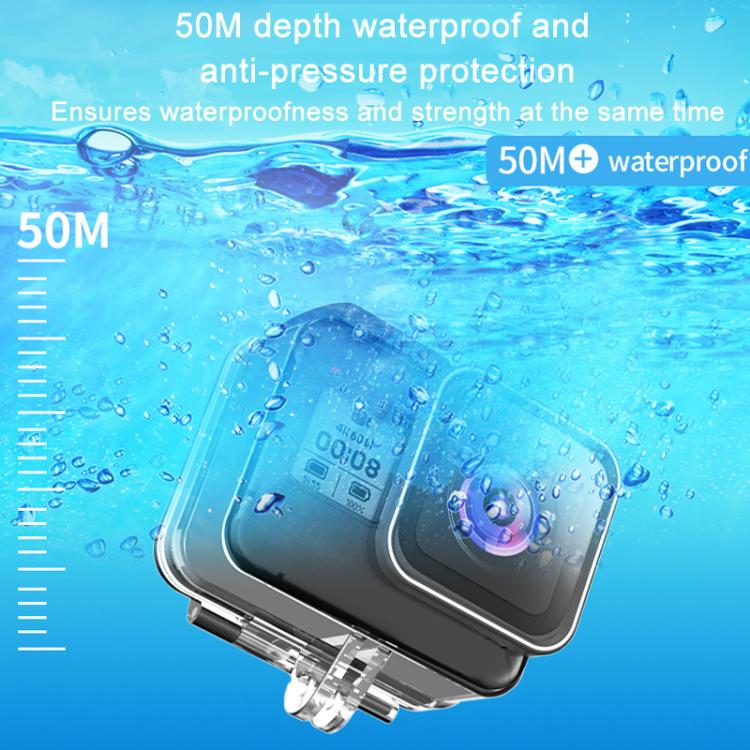 TELESIN For GoPro HERO8 Black 50m Waterproof Protective Case Diving Case Sports Camera Accessories - Transparent