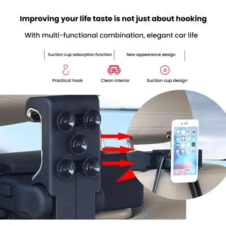 Car Hook Car Seatback Hanging Hook Auto Clothes Bag Hanger, Style: With Suction Cup