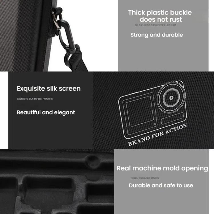 BKANO For DJI Osmo Action 3 / 4 / 5 Pro Sports Camera Storage Bag Portable Protective Bag Case - Black