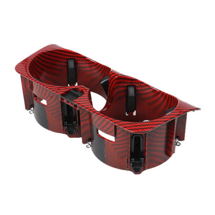 For Mercedes-Benz C-Class W205 / GLC W253 / E-Class W213 Center Console Beverage Cup Holder 2056802391, Style: Red Carbon Fiber