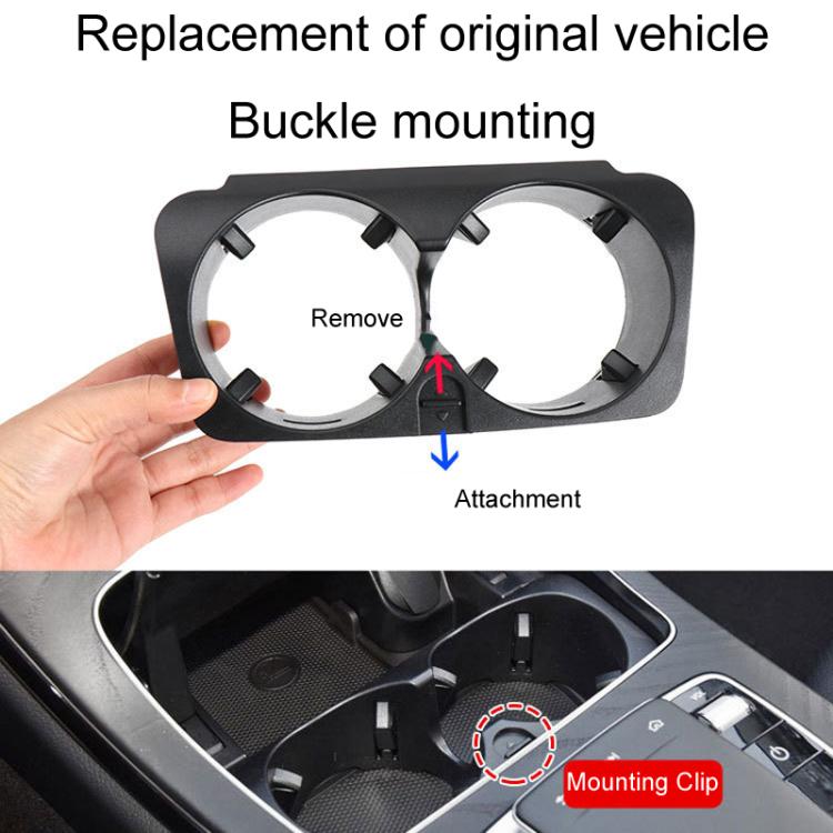 For Mercedes-Benz C-Class W205 / GLC W253 / E-Class W213 Center Console Beverage Cup Holder 2056802391, Style: Black Carbon Fiber