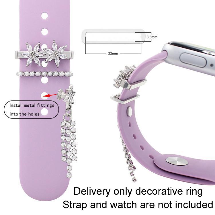 3pcs / Set 22mm Width Smart Watch Silicone Band Decorative Ring Metal Accessories, Style: 3