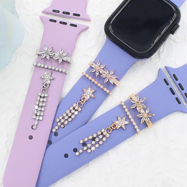 3pcs / Set 22mm Width Smart Watch Silicone Band Decorative Ring Metal Accessories, Style: 5