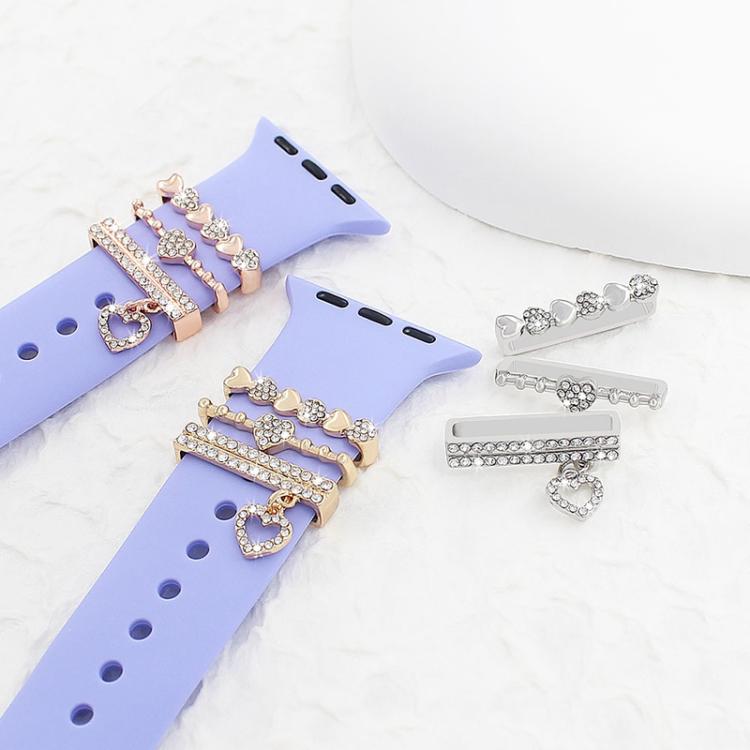 3pcs / Set 22mm Width Smart Watch Silicone Band Decorative Ring Metal Accessories, Style: 6