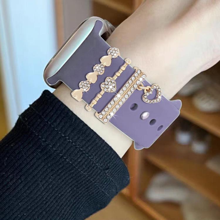 3pcs / Set 22mm Width Smart Watch Silicone Band Decorative Ring Metal Accessories, Style: 4