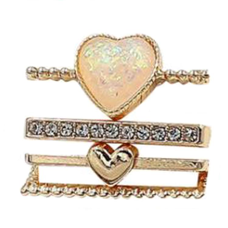 4pcs / Set 21mm Width Smart Watch Silicone Band Heart Decorative Ring Metal Accessories