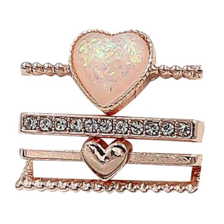 4pcs / Set 21mm Width Smart Watch Silicone Band Heart Decorative Ring Metal Accessories