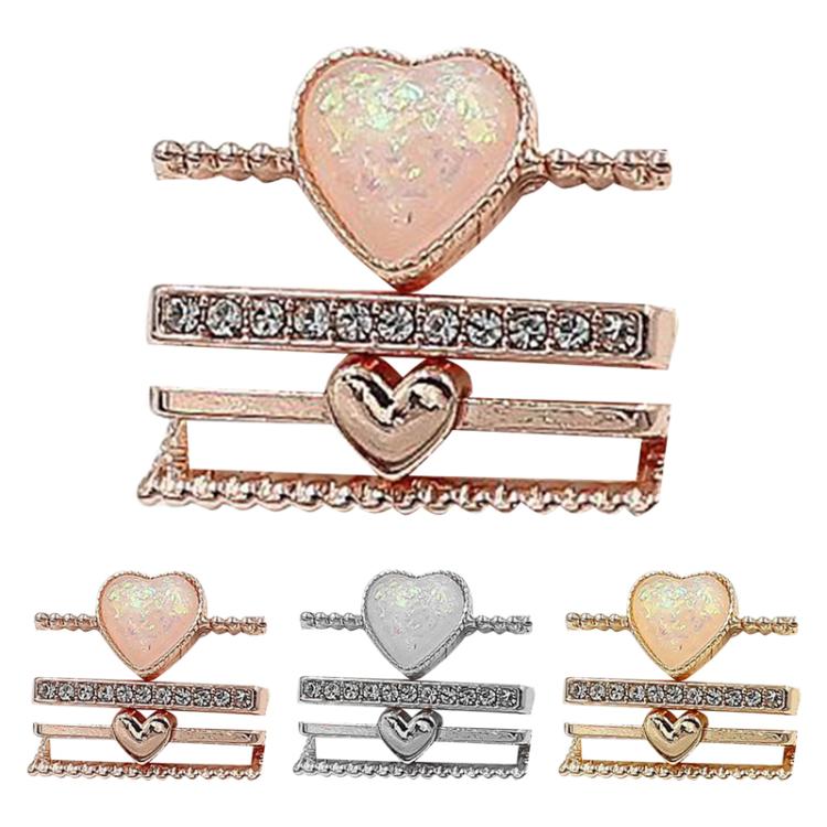 4pcs / Set 21mm Width Smart Watch Silicone Band Heart Decorative Ring Metal Accessories