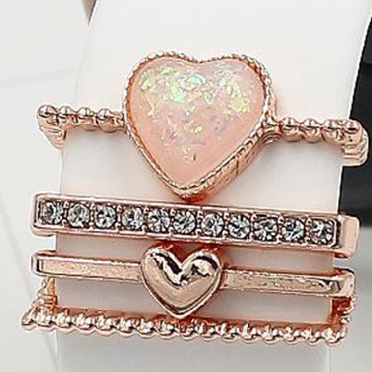 4pcs / Set 21mm Width Smart Watch Silicone Band Heart Decorative Ring Metal Accessories