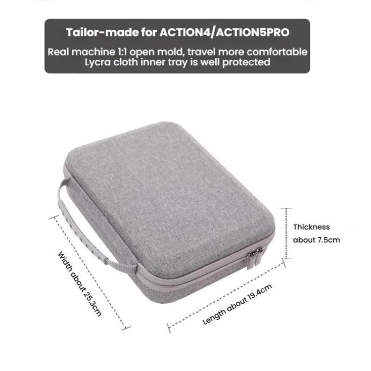 BKANO For DJI Osmo Action 4 / 5 Pro Set Storage Bag Organizer Case Hard Shell Case Handbag - Gray