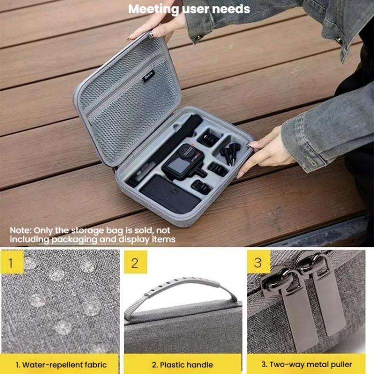 BKANO For DJI Osmo Action 4 / 5 Pro Set Storage Bag Organizer Case Hard Shell Case Handbag - Gray
