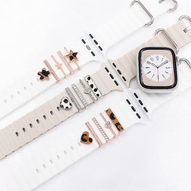 5pcs / Set 20mm Width Smart Watch Silicone Band Decorative Ring Metal Accessories, Style: Rose Gold 3