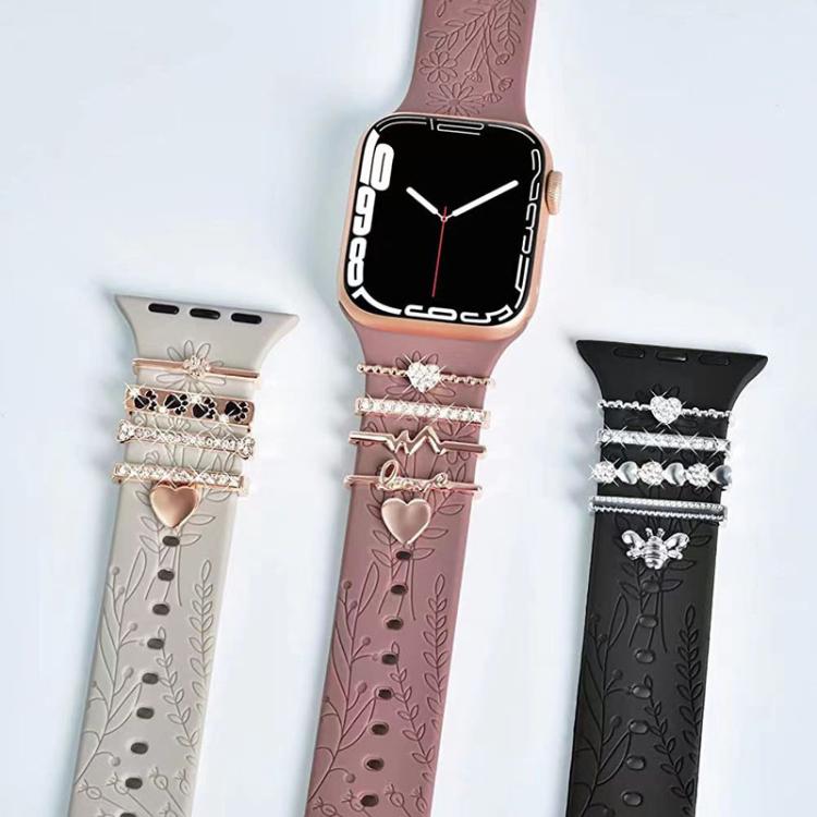 5pcs / Set 20mm Width Smart Watch Silicone Band Decorative Ring Metal Accessories, Style: Rose Gold 8